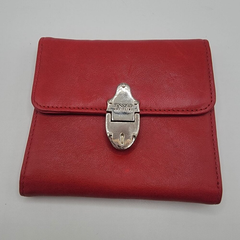 Enzo Angiolini Wallet Red Leather‎ Snap Close Excellent Condition